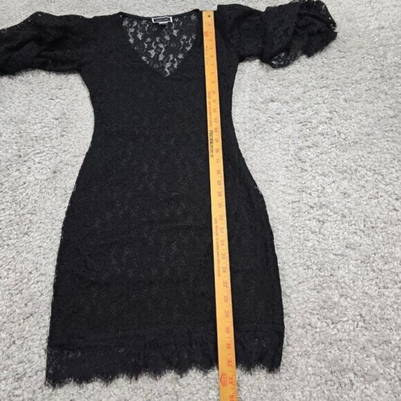 Whimsigoth Lace Mini Dress Black Flare Sleeve Fairycore Goth Womens - Picture 7 of 7